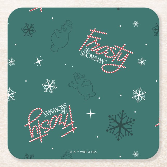 Frosty the Snowman Green Snowflake Pattern Rechteckiger Pappuntersetzer (Vorderseite)