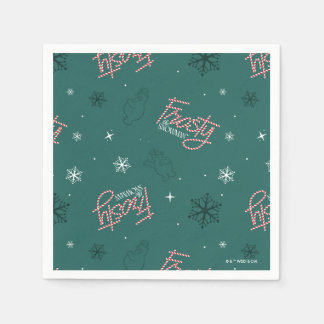 Frosty the Snowman Green Snowflake Pattern Serviette