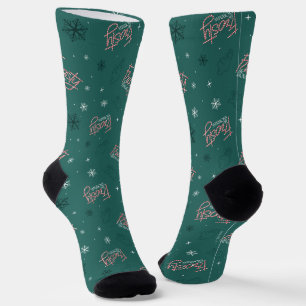 Frosty the Snowman Green Snowflake Pattern Socken