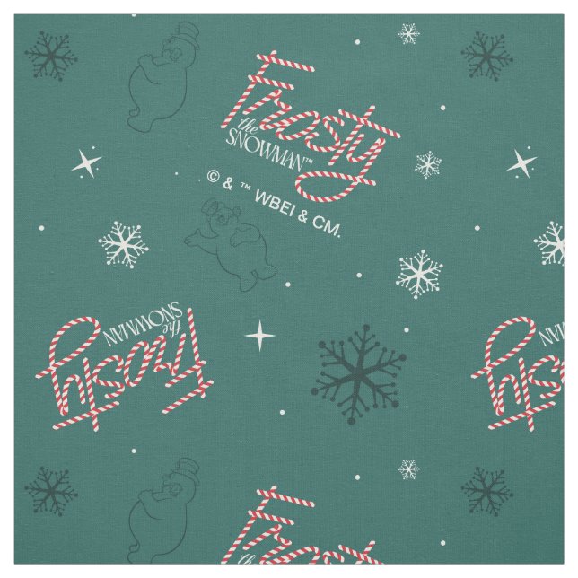 Frosty the Snowman Green Snowflake Pattern Stoff (Muster)