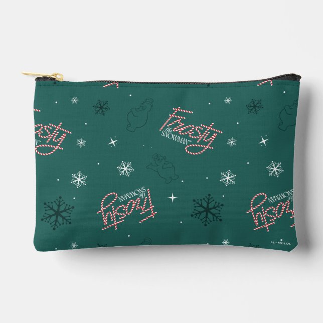 Frosty the Snowman Green Snowflake Pattern Zubehörtasche (Vorderseite)