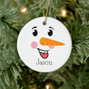 Frosty the Snowman Happy Face Keramik Ornament