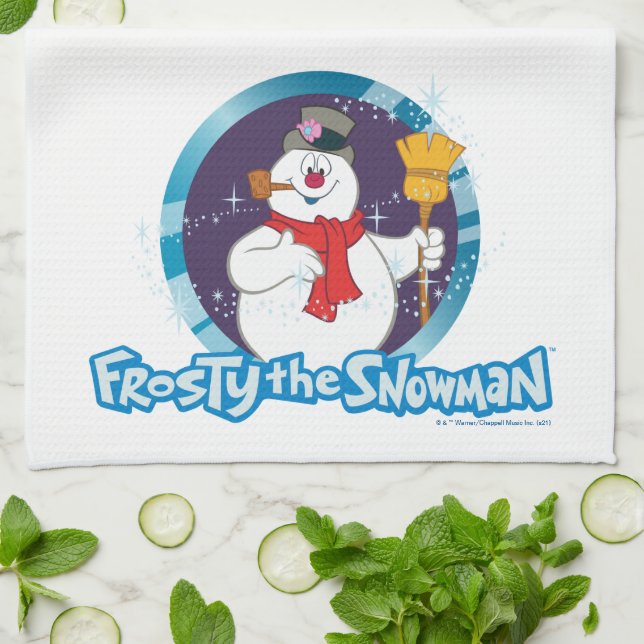 Frosty the Snowman™ | Magisches Frostportrait Geschirrtuch (Gefaltet)