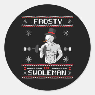 Frosty the Swole Ugly Snow Gym Runder Aufkleber