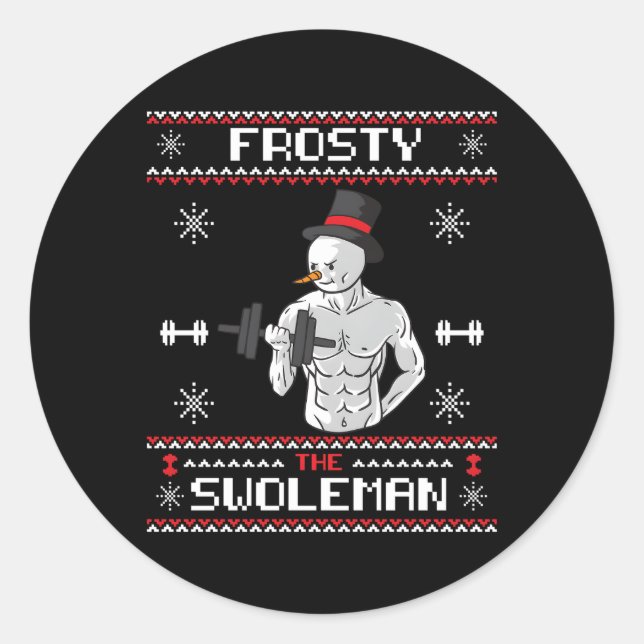 Frosty the Swole Ugly Snow Gym Runder Aufkleber (Vorderseite)