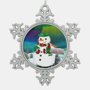 Frosty Town Christmas ART Schneeflocken Zinn-Ornament