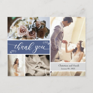 Frosty Winter blue Wedding Danke Postkarte