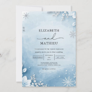 Frosty Winter Floral Wedding Einladung