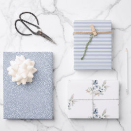 Frosty Winter Foliage Botanical Holiday Dusty Blue Geschenkpapier Set