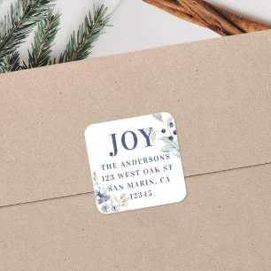 Frosty Winter Foliage Weihnachts-Rücksendeadresse Quadratischer Aufkleber