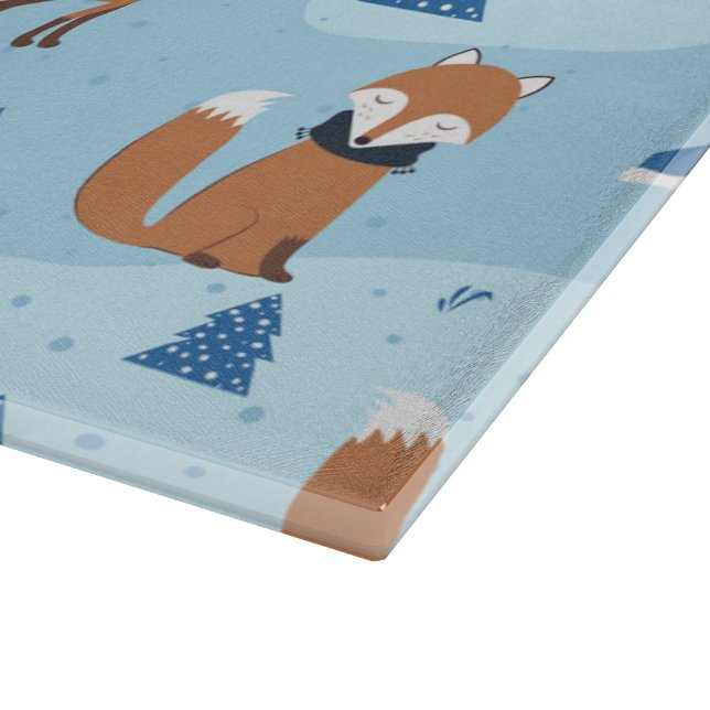 Frosty Winter Foxes Schneidebrett (Ecke)