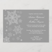 Frosty Winter Snowflake Hochzeit Einladung Grau