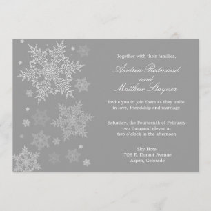 Frosty Winter Snowflake Hochzeit Einladung Grau