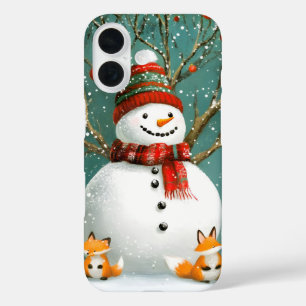 Frosty Winter Whimsical Snowman Fox Wonderland iPhone 16 Hülle