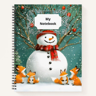 Frosty Winter Whimsical Snowman Fox Wonderland Notizbuch