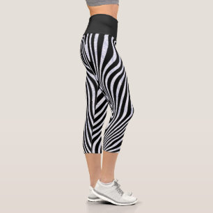 Frosty Zebra Stripes Capri Leggings