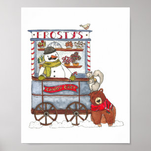 Frosty's Candy Cart - Niedlicher Holiday Snowman Poster