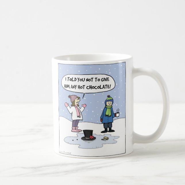 "Frosty's Last Day" Humorischer Holiday Cartoon Fu Kaffeetasse (Rechts)