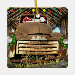 Frostys Vintage-GMC-LKW-Weihnachtsfahrt Keramikornament