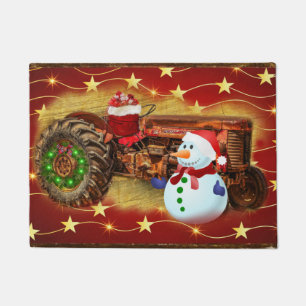 Frostys Vintage-Rot-Traktor-Weihnachten Fußmatte