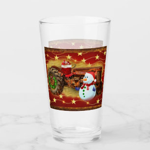 Frostys Vintage-Rot-Traktor-Weihnachten Glas
