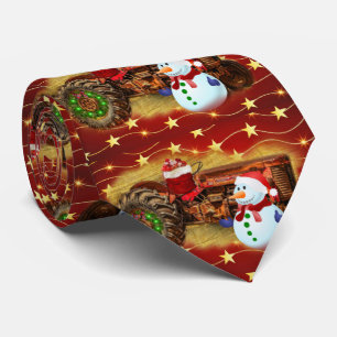 Frostys Vintage-Rot-Traktor-Weihnachten Krawatte