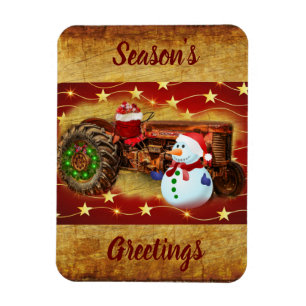 Frostys Vintage-Rot-Traktor-Weihnachten Magnet