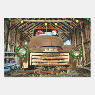 Frosty's Vintager GMC Truck Weihnachtslauf Geschenkpapier Set