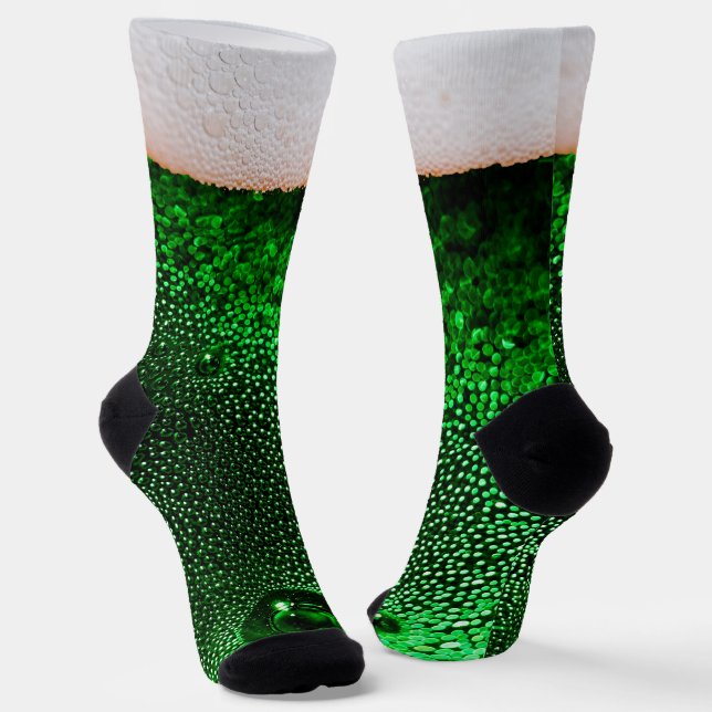 Frothy Head of Beer Funny Green Lager Flasche Socken (Gewinkelt)