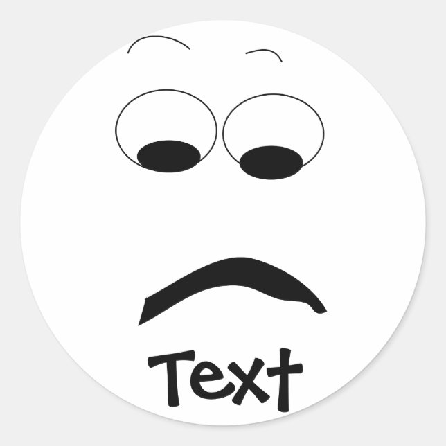 Frowning Face Sticker. Runder Aufkleber (Vorderseite)