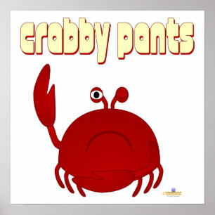 Frowning Red Crab Pants Poster