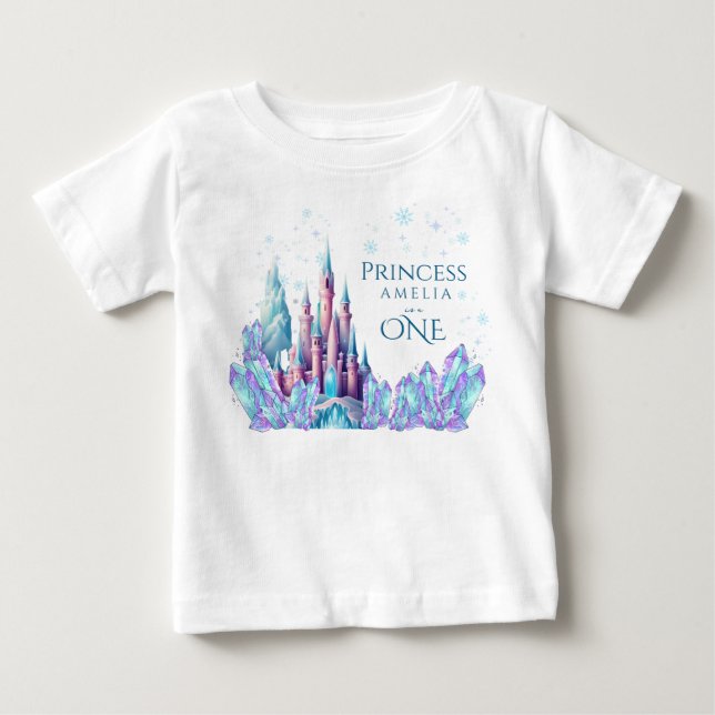 Frozen 1st Birthday Cartoon Castle First Birthday  Baby T-shirt (Vorderseite)
