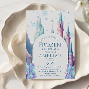 Frozen 6. Geburtstag Cartoon-Schloss Einladung