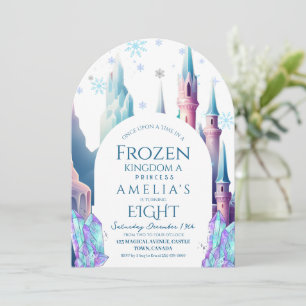 Frozen 8. Geburtstag Cartoon Schloss Einladung