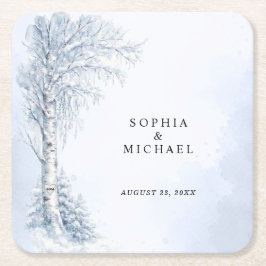 Frozen Birch Tree Hochzeit Rechteckiger Pappuntersetzer