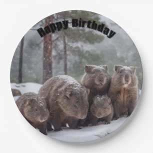 Frozen Burrow: Australian Wombat Family, Pappteller