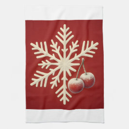Frozen Cherry Snowflake – Winter Magic Design Geschirrtuch
