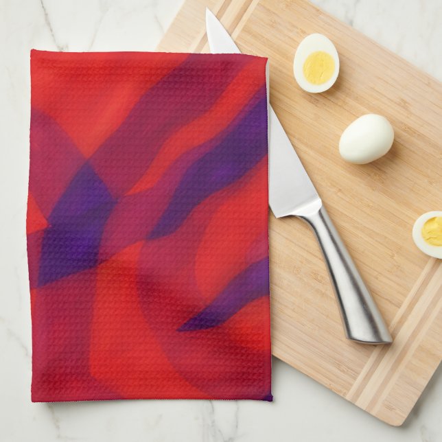 Frozen Coral Red Twist Abstract Art Towel Geschirrtuch (Viertel Falte)