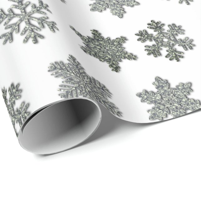 Frozen crystal frosty silver snowflakes  geschenkpapier (Rolleneckpunkt)