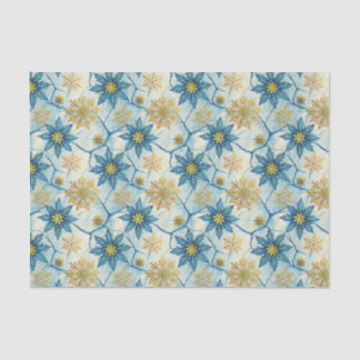 Frozen Elegance Blue and Gold Snowflake Seidenpapier