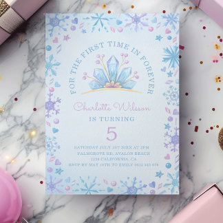 Frozen Fairy Tale Ice Princess Crowns Geburtstag Einladung