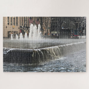 Frozen Fountain Sixth Avenue New York City NYC Puzzle