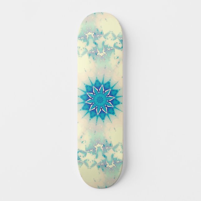 Frozen Frosty Blue Snowflake Wintermuster Skateboard (Vorderseite)
