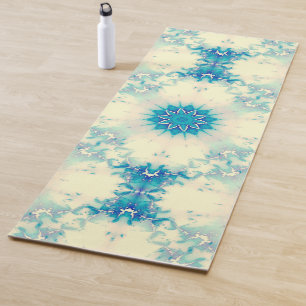 Frozen Frosty Blue Snowflake Wintermuster Yogamatte