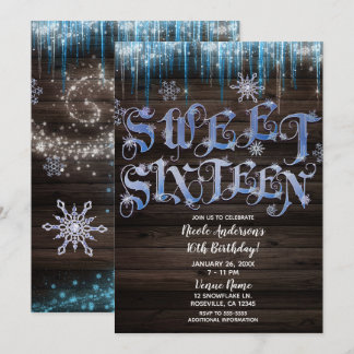 Frozen Icicles Winter Wonderland Sweet 16 Sechzehn Einladung