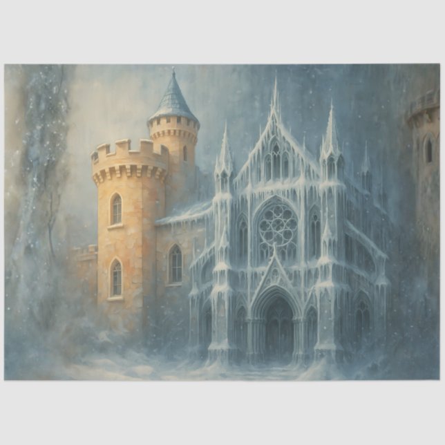 Frozen Kathedrale Winter Gothic Fantasy Decoupage Seidenpapier (Vorderseite)