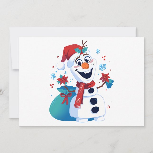Frozen Olaf - Festlicher Cartoon Snowman mit Red H Dankeskarte (Vorderseite)