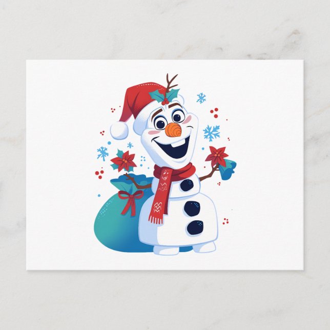 Frozen Olaf - Festlicher Cartoon Snowman mit Red H Postkarte (Vorderseite)