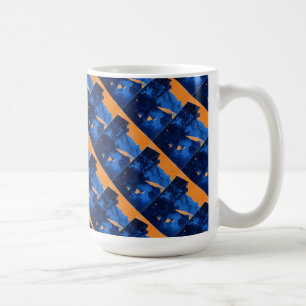 "Frozen Ridge 1 Blue on Orange Tiled" Abstrakte Ta Tasse