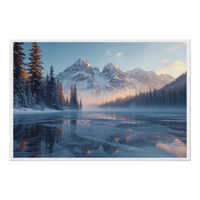 Frozen Serenity – Majestic Winter Lake Landscape Poster (Vorderseite)